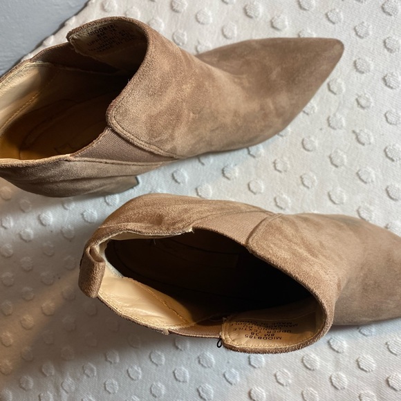 BCBG Maxazria Camel Suede Chunk Heel Booties - Picture 9 of 16